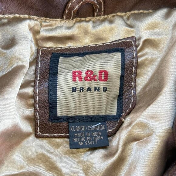 Vintage brown leather bomber jacket - Picture 6 of 8